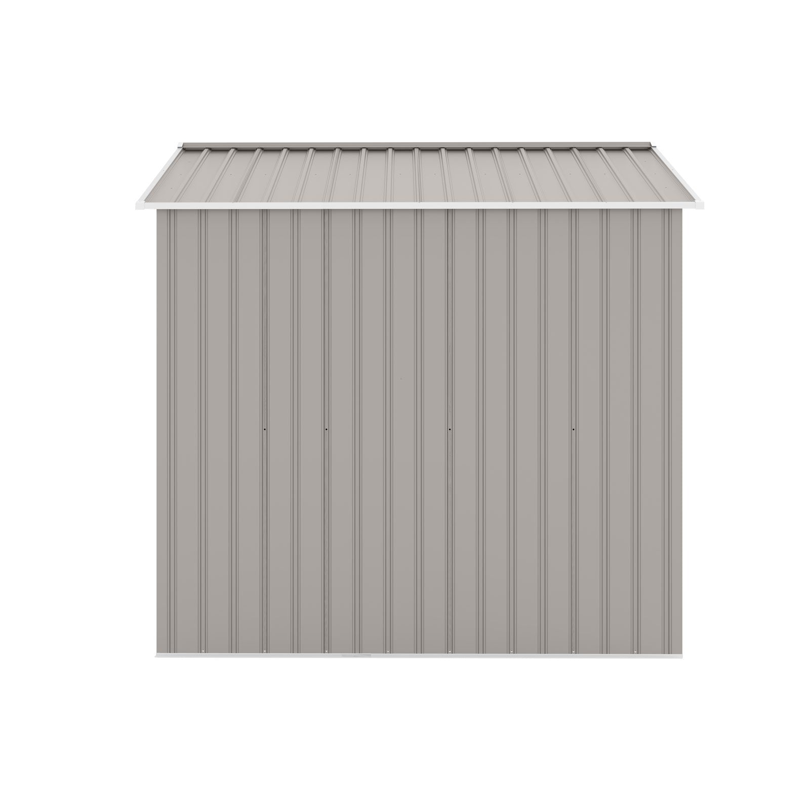Hellgrauer Metall-Gartenschuppen S200 mit Satteldach Seitenansicht